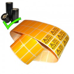 Etiquettes transfert thermique  polyester jaune, adhésif permanent