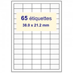 Feuilles d'étiquettes  polyéthylène 38x21 mm