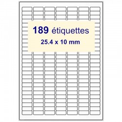 Étiquettes adhésif spécial surfaces difficiles 25x 10 mm